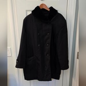 Anne Klein II Women's Black Double Breasted Coat, Size L - XL (0913)
